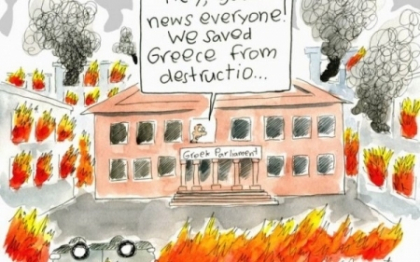 "Vesti bune, am salvat Grecia". Caricaturile saptamanii la adresa situatiei economice din zona euro