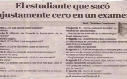 FOTO. Testul la care un elev a luat NOTA ZERO, desi a raspuns CORECT la toate intrebarile FOTO. Testul la care un elev a luat NOTA ZERO, desi a raspuns CORECT la toate intrebarile