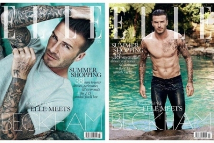 David Beckham, dezgolit din nou! Este primul barbat care a aparut pe coperta revistei Elle. VIDEO