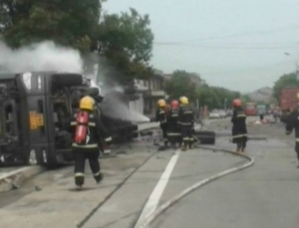 Un accident minor a dus la evacuarea unui oras intreg! Un camion cu amoniac s-a rasturnat in China