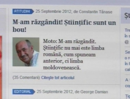 "M-am razgandit, sunt un bou". Ce reactii a starnit declaratia lui Lupu referitor la denumirea limbii "M-am razgandit, sunt un bou". Ce reactii a starnit declaratia lui Lupu referitor la denumirea limbii