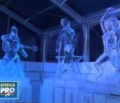 Atmosfera feerica la festivalul sculpturilor in gheata din Bruges
