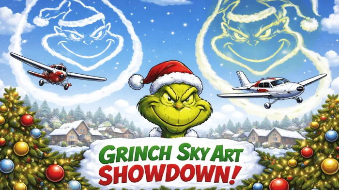 Grinch - desenat de piloți pe cerul Statelor Unite și al Canadei. Cum a arătat personajul - FOTO