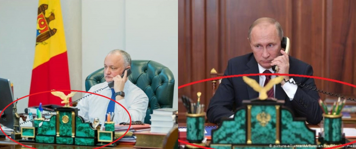 Cat costa setul verde, exact ca la Vladimir Putin, din biroul lui Igor Dodon: "Daca tare vrea eu pot sa caut in Rusia si sa-i daruiesc la ziua de nastere a presedintelui"