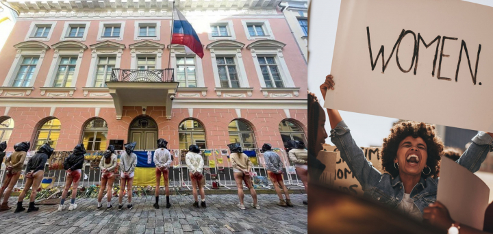 Un grup de femei din Estonia a protestat impotriva violentei sexuale asupra femeilor si minorilor din Ucraina! Acestea au aparut pline de sange in fata Ambasadei Rusiei din Estonia - FOTO Un grup de femei din Estonia a protestat impotriva violentei sexuale asupra femeilor si minorilor din Ucraina! Acestea au aparut pline de sange in fata Ambasadei Rusiei din Estonia - FOTO
