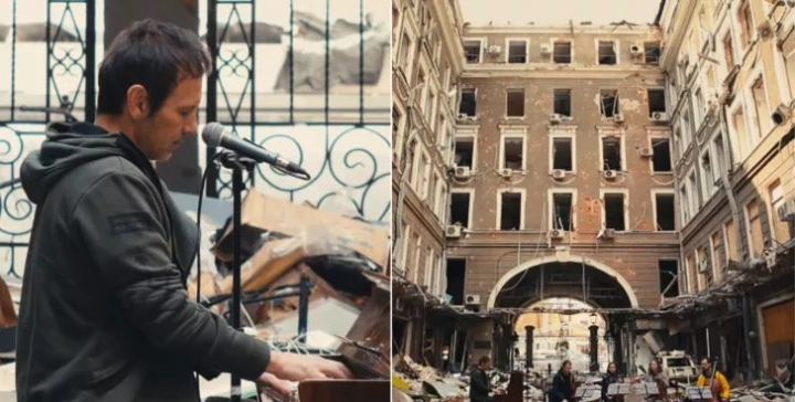 Sviatoslav Vakarchuk a filmat un nou videoclip pentru hitul „Obiymy” pe fundalul ruinelor din Harkov - VIDEO