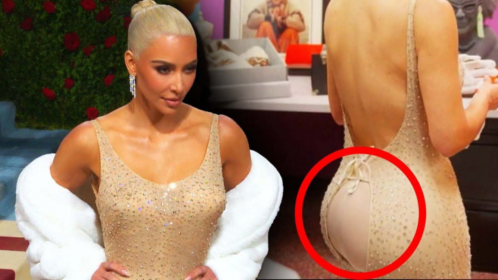 Kim Kardashian a distrus rochia lui Marylin Monroe. Imagini dezolante cu tinuta de 5 milioane de dolari - FOTO

