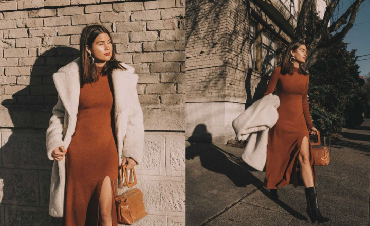 8 modele de rochii maxi de toamna pe care le poti asorta cu jachete din piele, trenchuri si paltoane - FOTO