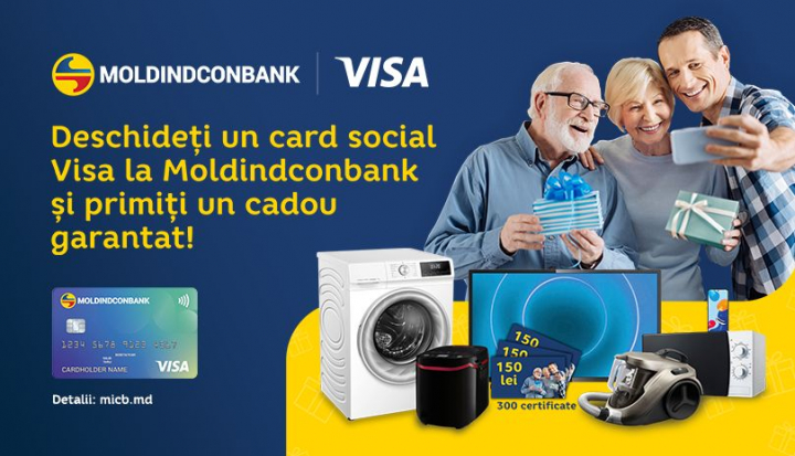 Moldindconbank ofera cadouri garantate si premii pentru beneficiarii cardurilor sociale VISA Moldindconbank ofera cadouri garantate si premii pentru beneficiarii cardurilor sociale VISA