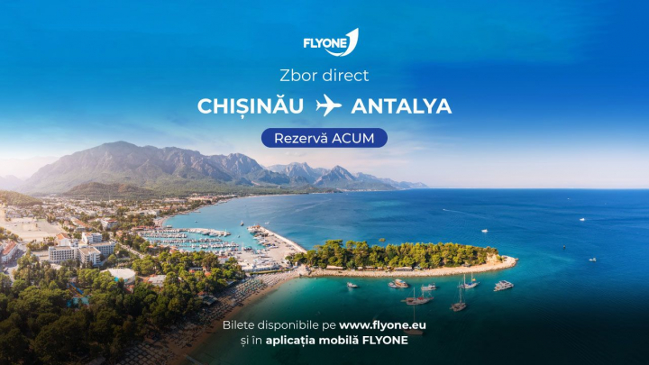 Zboruri zilnice Chișinău – Antalya, operate de compania aeriană FLYONE Zboruri zilnice Chișinău – Antalya, operate de compania aeriană FLYONE