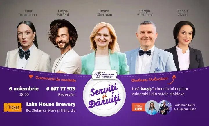 Chelneri pentru o cauză nobilă! Patru persoane publice vor îmbrăca șorțul pentru a „Servi și Dărui”, în beneficiul a peste o mie de copii vulnerabili din satele Moldovei - FOTO Chelneri pentru o cauză nobilă! Patru persoane publice vor îmbrăca șorțul pentru a „Servi și Dărui”, în beneficiul a peste o mie de copii vulnerabili din satele Moldovei - FOTO