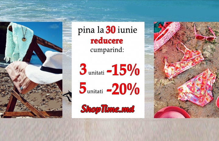 Super oferta de la ShopTime.md: cumpara 3 articole si ai reducere de -15%, iar la 5 articole -20%