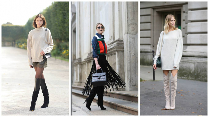 Cizmele peste genunchi reprezinta un must have in garderoba feminina! Iata cateva fotografii de street style care sa te inspire - FOTO