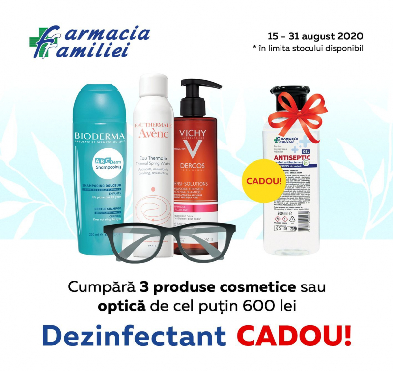 Pana pe 31 august, Farmacia Familiei iti face cadouri la achizitionarea anumitor produse