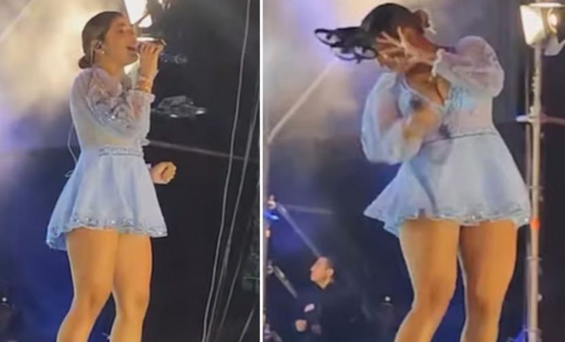 Celebră cântăreață, la un pas de tragedie! O dronă a lovit-o pe scenă, în timpul unui concert - VIDEO