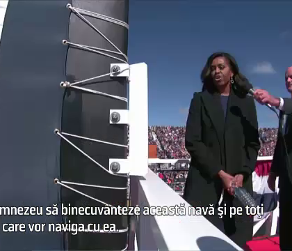 Michelle Obama a botezat cel mai nou submarin american cu propulsie nucleara. Ce dificultate a intampinat insa prima doamna