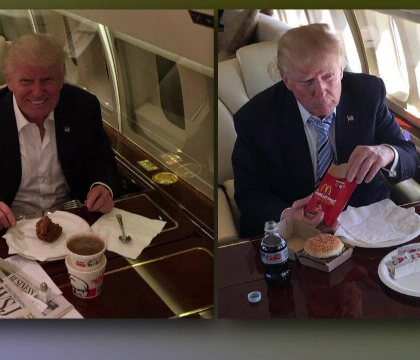 Cum stie Donald Trump sa manance fast-food. Imaginile pentru care candidatul republican a fost ironizat de toata lumea