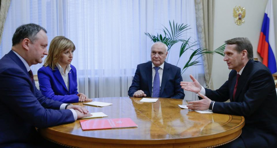 Din nou la Moscova. Igor Dodon si Irina Vlah s-au intalnit cu Serghei Nariskin - FOTO