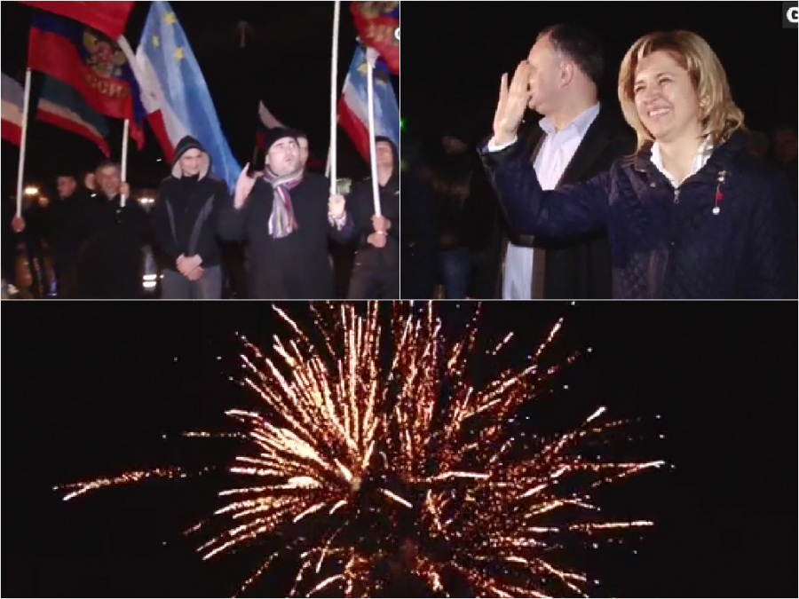 "Traiasca Irina Vlah. Ura, ura, ura!" Noul bascan, felicitat de tineri cu drapele ale Rusiei, dar si cu focuri de artificii - VIDEO
