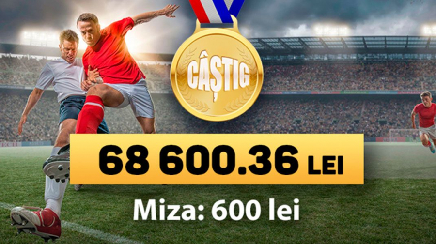 Norocul si pasiunea sotiei pentru fotbal i-au adus unui tanar din Cimislia un castig de aproape 70 000 de lei pe 7777.md