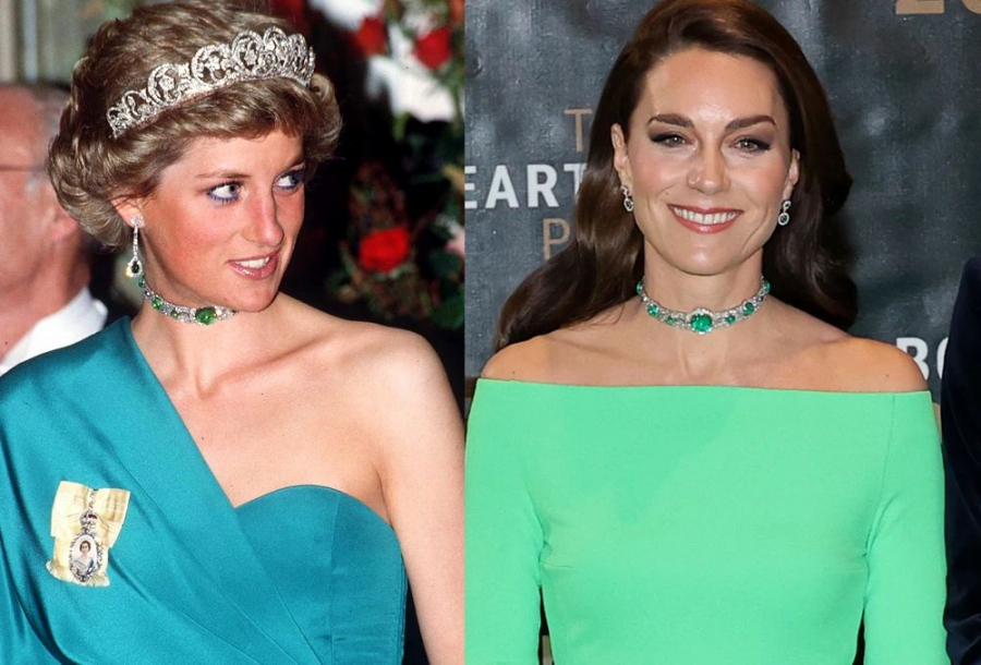 Kate a purtat chockerul Printesei Diana, de 15 milioane de dolari, la o rochie inchiriata, de 90 de dolari!