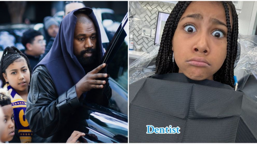 Asa tata, asa fiica! Dupa ce Kanye West si-a scos toti dintii si si-a pus placi de titan, North West si-a „imbracat” dantura cu diamante - FOTO