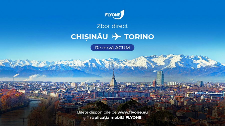 FLYONE anunță despre lansarea zborurilor Chișinău – Torino