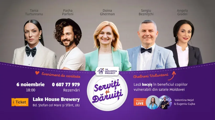 Chelneri pentru o cauză nobilă! Patru persoane publice vor îmbrăca șorțul pentru a „Servi și Dărui”, în beneficiul a peste o mie de copii vulnerabili din satele Moldovei - FOTO