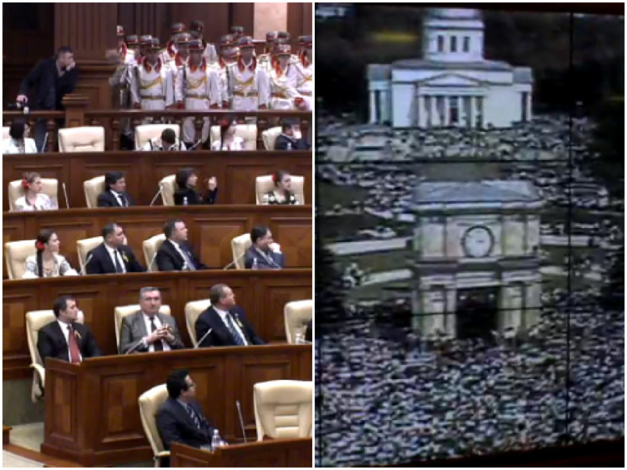 Sedinta solemna la Parlament: Deputatii au privit un film documentar dedicat celor 25 de ani de tricolor