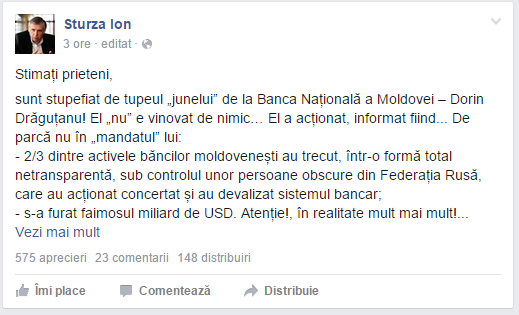 Ion Sturza, STUPEFIAT de "tupeul" lui Dorin Dragutanu: "El " nu" e vinovat de nimic. El a actionat, informat fiind. De parca nu in " mandatul" lui"