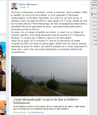 Ministrul mediului sparge gheata: Afara este ceata si nu smog. Valeriu Munteanu avertizeaza : "Daca datele meteorologilor sunt false,  voi aplica legea"