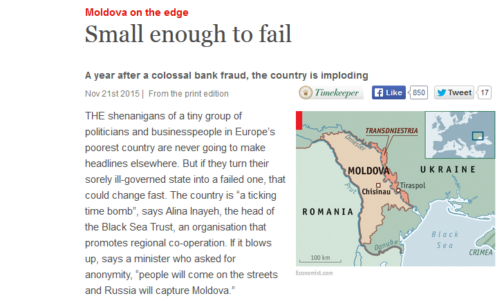 The Economist: La un an dupa colosala frauda bancara, Moldova este la un pas de implozie. O tara destul de mica pentru a esua