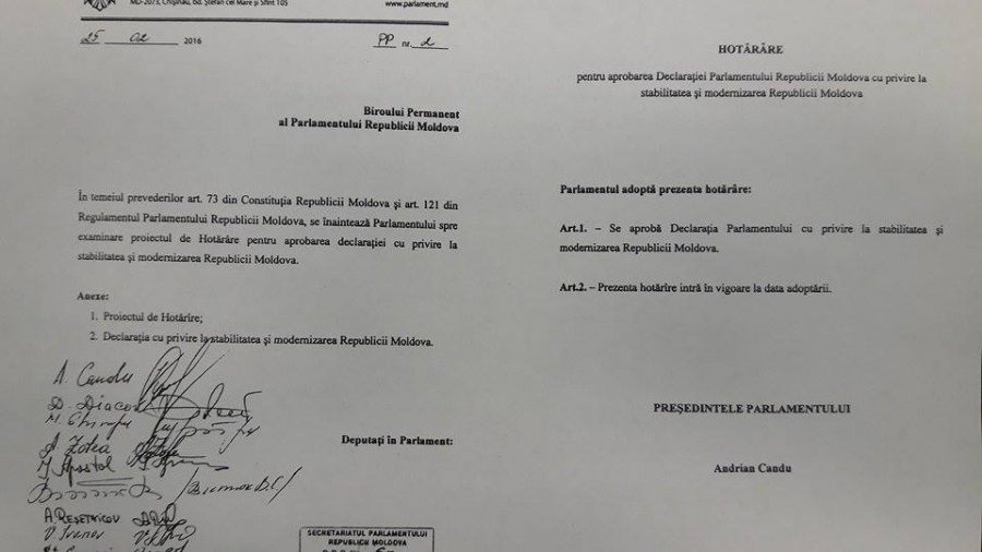 Declaratia privind stabilitatea si modernizarea Republicii Moldova, PREZENTATA de Candu - DOC\\FOTO