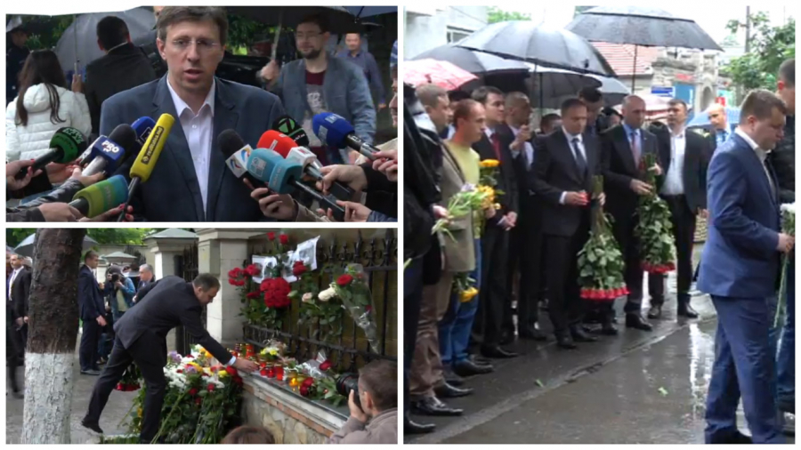 Andrian Candu si Pavel Filip au depus flori la Ambasada Romaniei