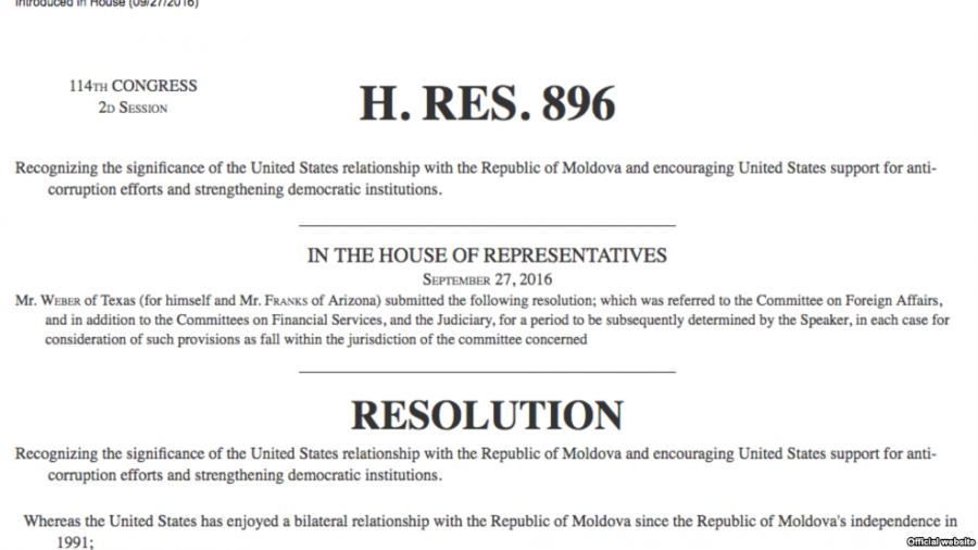 Semnificatia rezolutiei legata de R. Moldova depusa de doi membri ai Camerei Reprezentantilor din Congresul american - Europa Libera