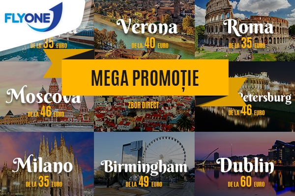 Mega Promotie Fly One! Zboara de la doar 35 euro spre Europa si Rusia!