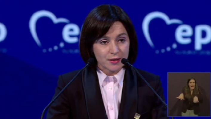 Maia Sandu, la Congresul PPE: "Tara mea este guvernata de un partid oligarhic. Guvernarea actuala incearca sa adopte un nou sistem electoral care i-ar permite sa falsifice mai usor urmatoarele alegeri" - VIDEO