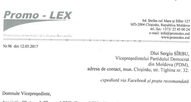 Asociatiei Promo-LEX raspunde la cererea formulata de Sergiu Sirbu, vicepresedintele PD prin care a cerut " dezminţire oficiala si revizuirea integrala" a raportului privind finantarea partidelor \\ DOC