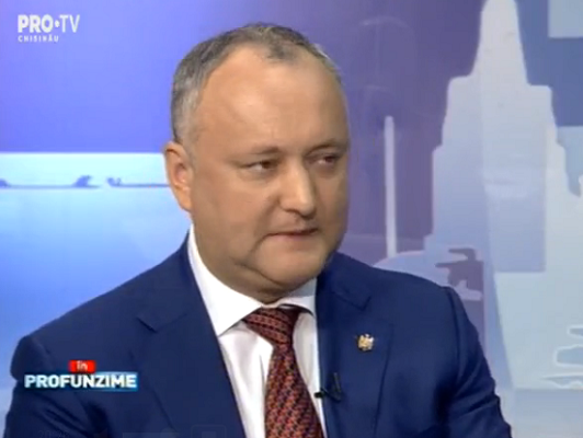 Dodon: "Cei din stanga Nistrului vor reintregirea Moldovei, iar unionistii isi doresc lichidarea Moldovei"