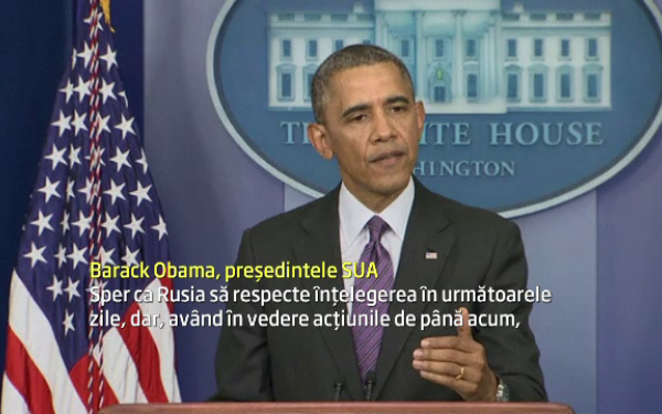 Acord intre Rusia, Ucraina, SUA si UE privind criza din Ucraina. Obama: "Sa nu ne bucuram prea devreme"