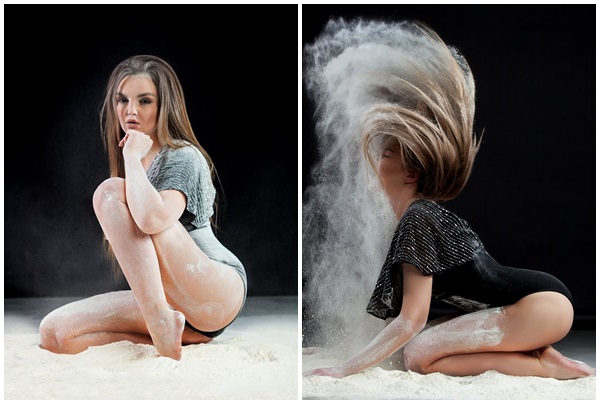 S-a tavalit in faina, in cel mai indraznet mod posibil! Diana Grigor, extrem de senzuala, intr-o sedinta foto provocatoare - FOTO
