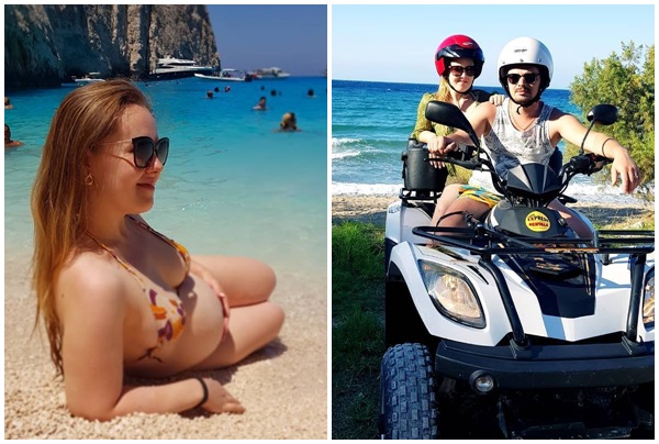 Insarcinata, dar in cautare de locuri noi si senzatii tari! Romina Spinu isi etaleaza burtica in toata splendoarea, pe plajele din Grecia - FOTO