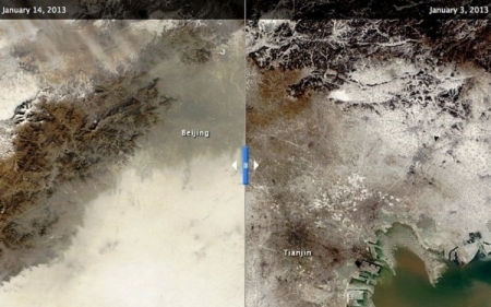 Din cauza poluarii, orasul Beijing nu mai poate fi vazut de catre satelitii NASA