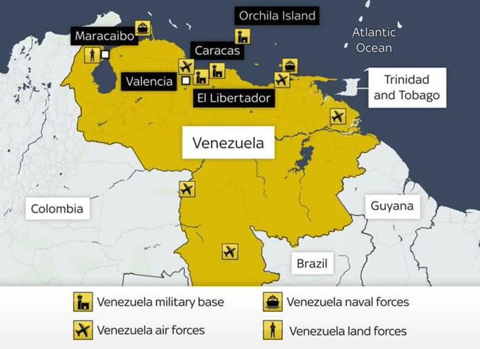 Hartă a nordului Venezuelei