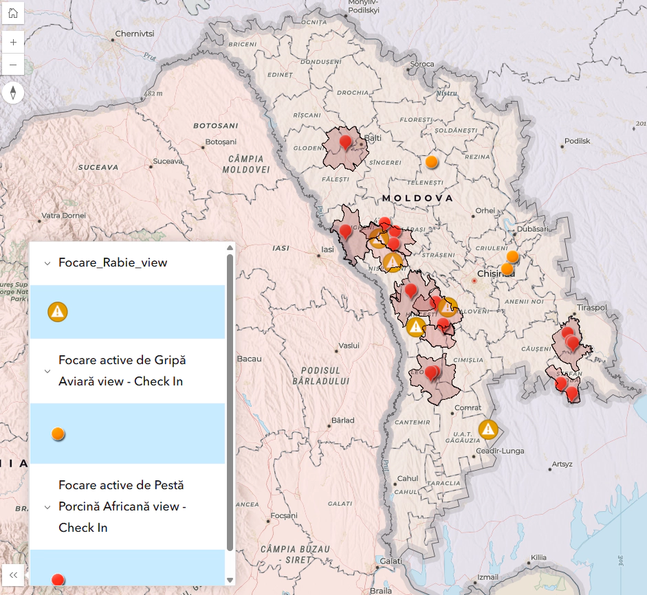 Focare active de boli la animale pe teritoriul RM 