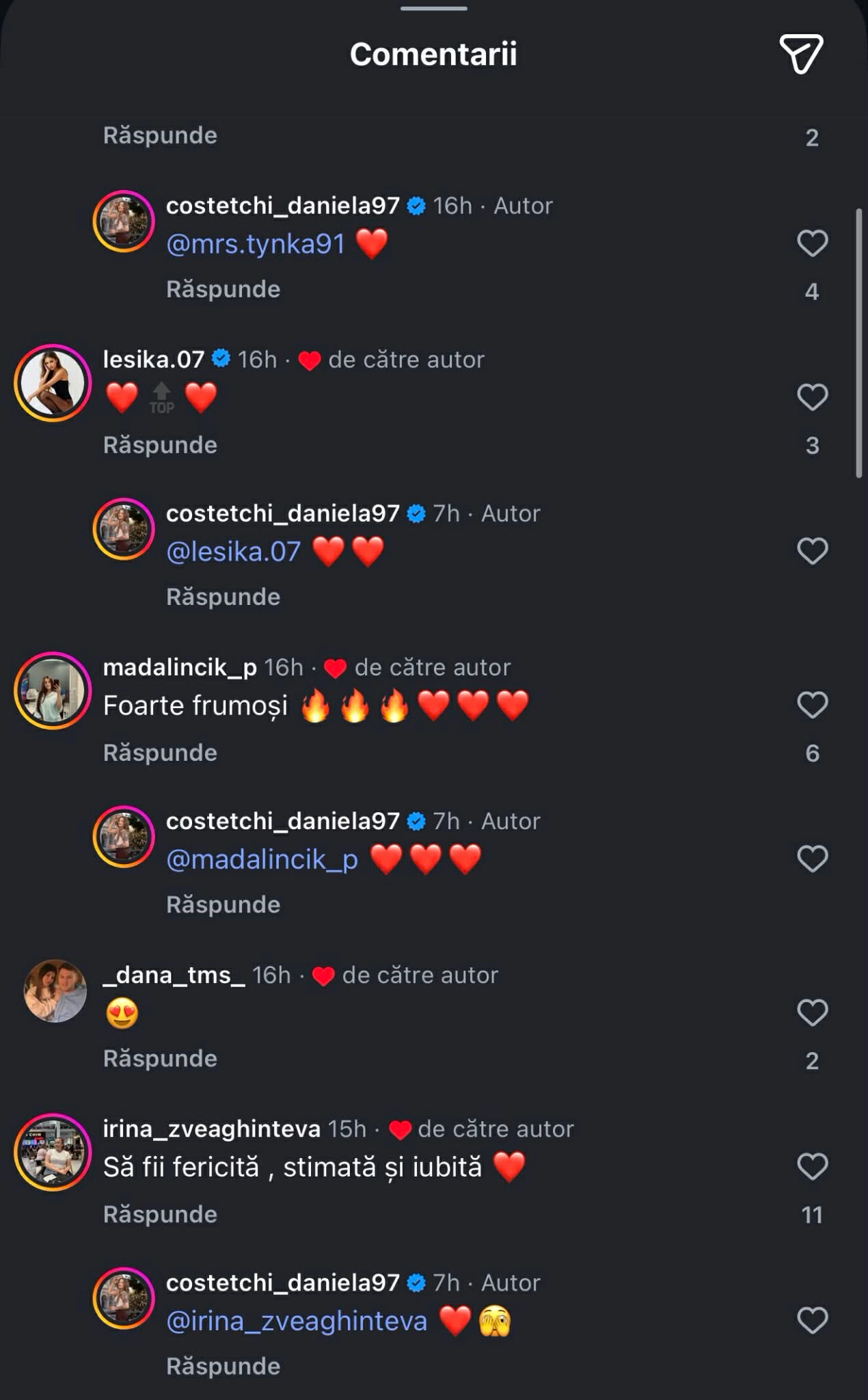 Comentariile sub postare