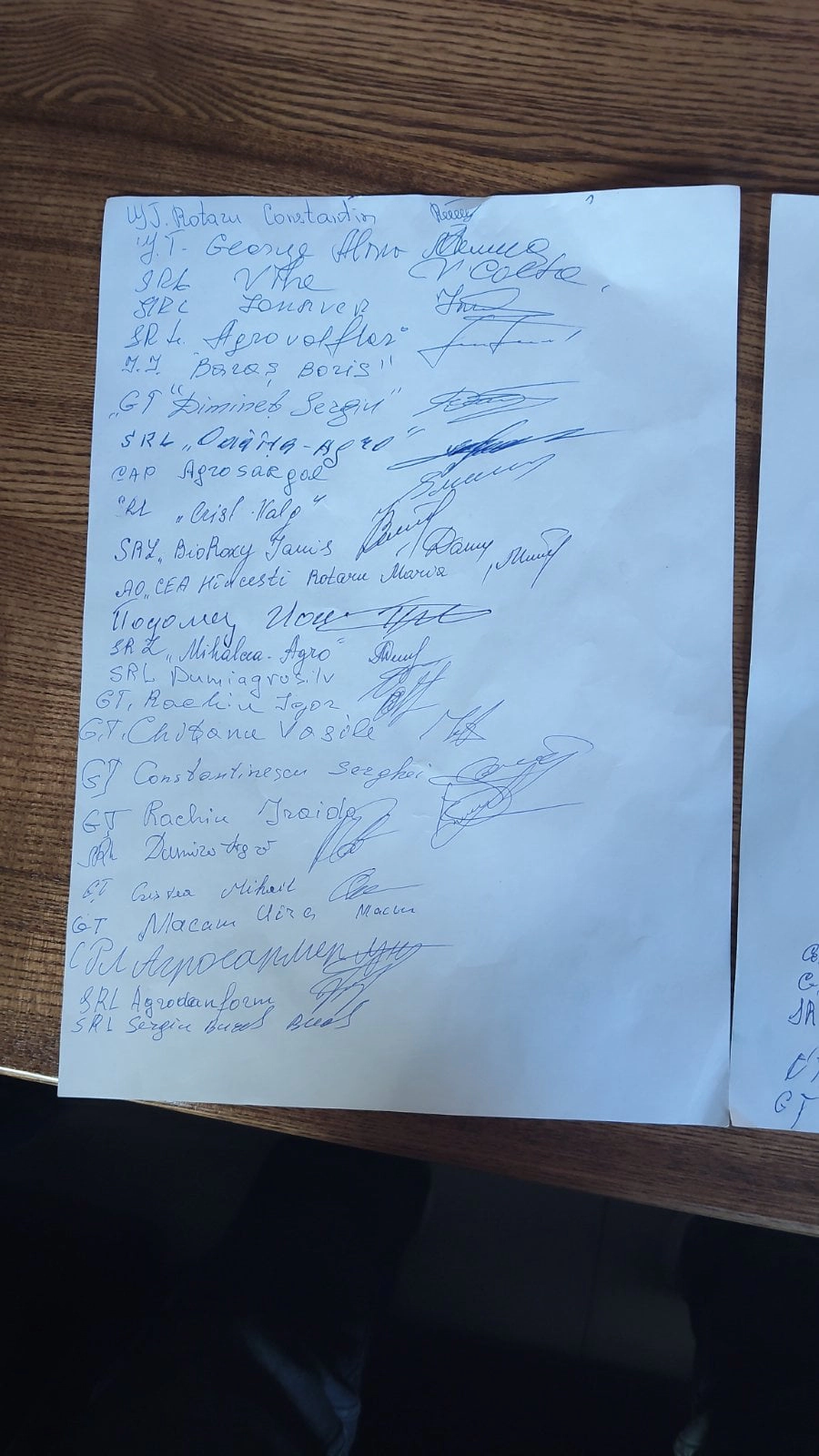 Document semnat de Asociația Forța Fermierilor