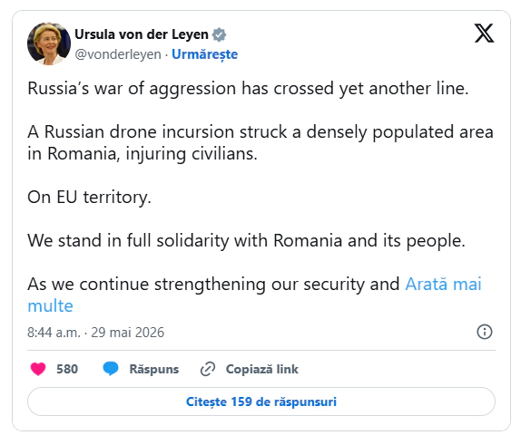 Reacția Ursulei von der Leyen