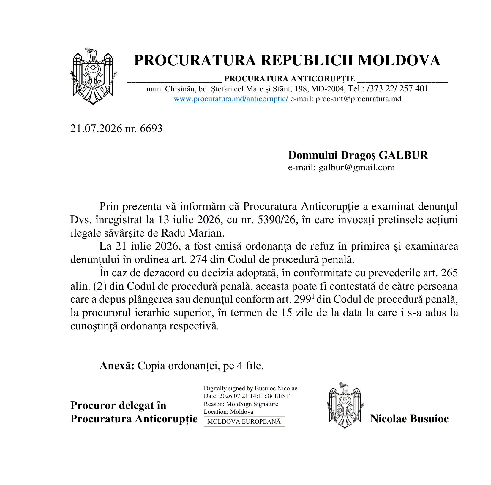 PA a refuzat inițierea unei anchete