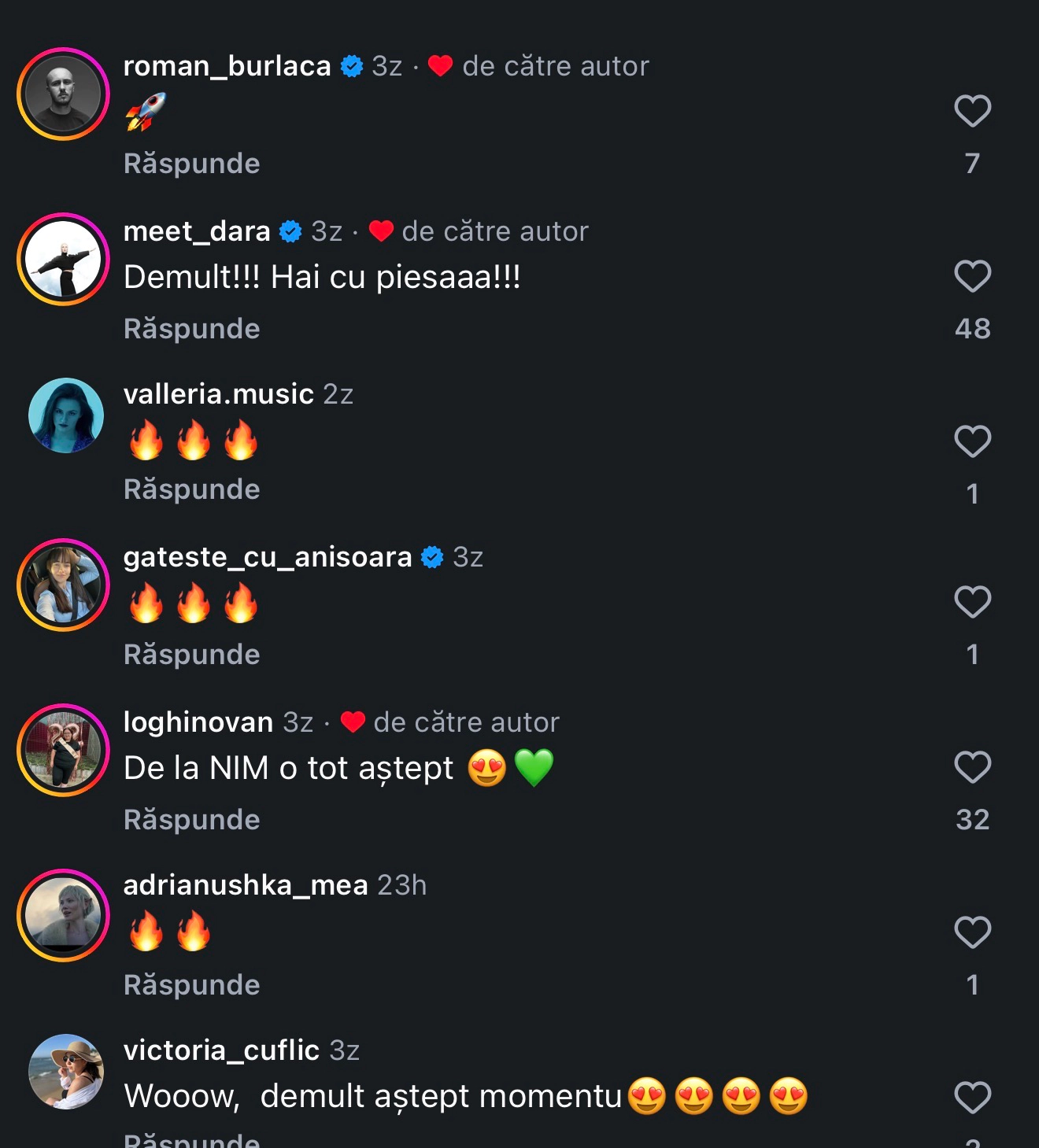 Reacțiile sub comentarii
